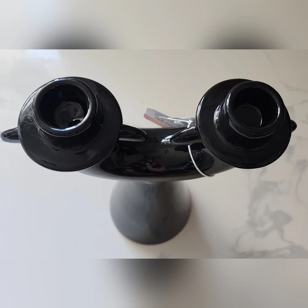 Doi Bat Wings Double Candlestick Holder Black 9 In‎